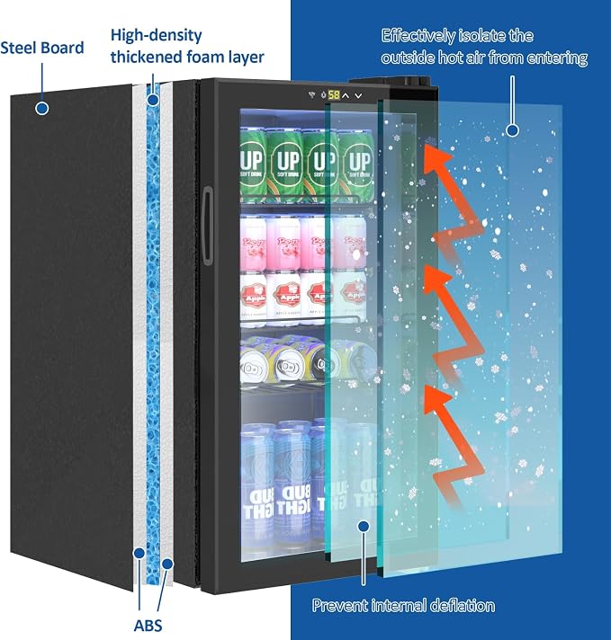 Beverage Refrigerator Cooler, 120 Can/3.2 Cu.Ft Mini Fridge - Image 6