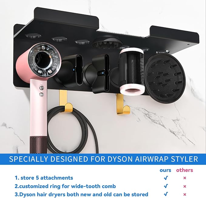 Wall Mount Holder for Dyson Airwrap Styler & HD16 Hair Dryer, 2-in-1 Curling - Image 7