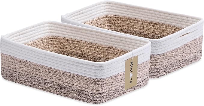 Large Shallow Organizing Baskets 15x11x5.1 Inches by MiniArkStorageBasketsHome