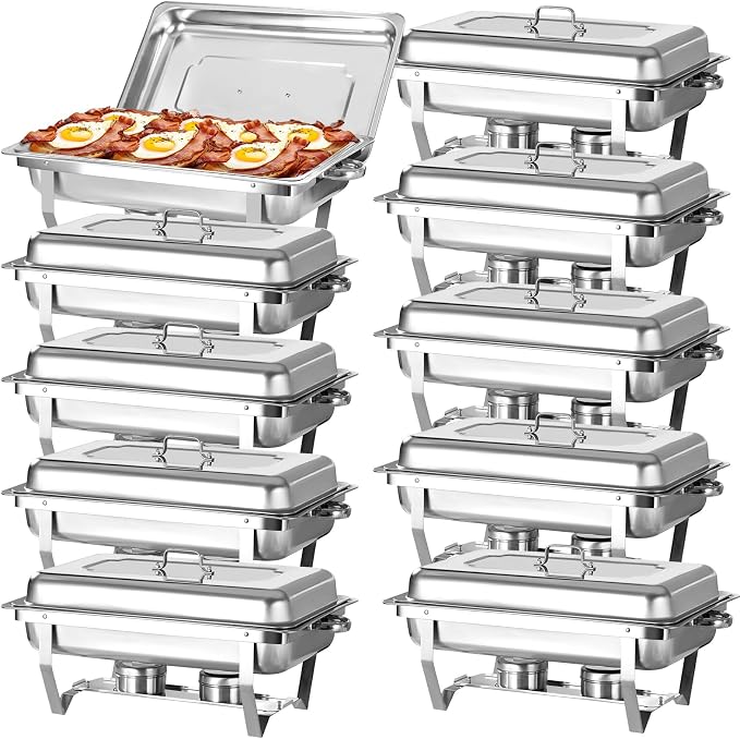 Chafing Dish Buffet Set, 8QT Stainless Steel Chafing Dishes by Unknown