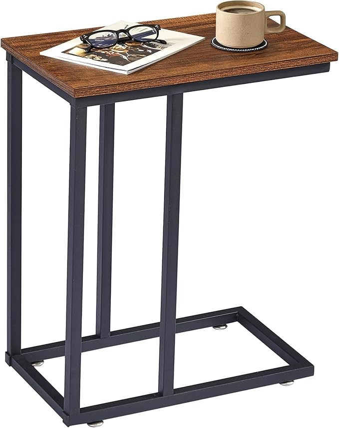 VECELO C Shaped End Side Table for Sofa Couch and Bed Snack TV Tray for Living by VECELO