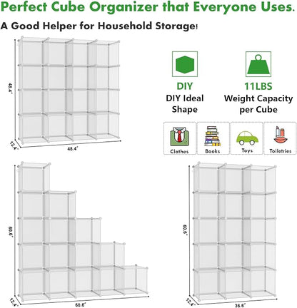 C&AHOME Cube Storage Organizer, 16-Cube Shelves Units, Plastic Storage Cubes - Image 2