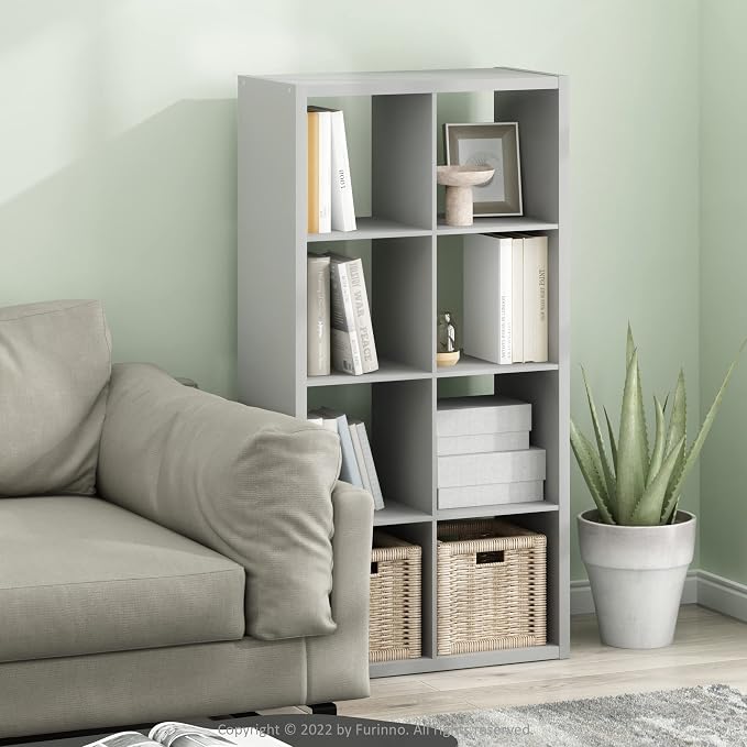 Furinno Cubicle Open Back Decorative Cube Storage Organizer, Light Grey | 14.6" - Image 2