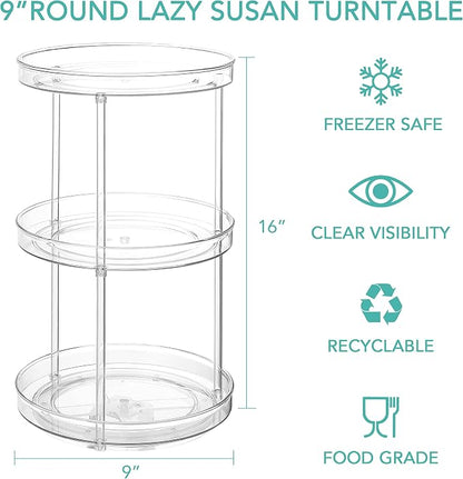 URALFA 3 Tier Bathroom Lazy Susan Organizer, 9 Inch Clear Rotating Makeup - Image 3