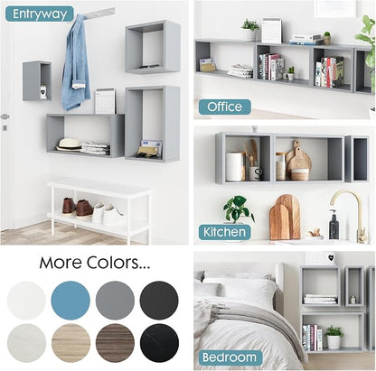 Wall Mount Shelf Set of 4, Floating Cube Shelves - Image 5