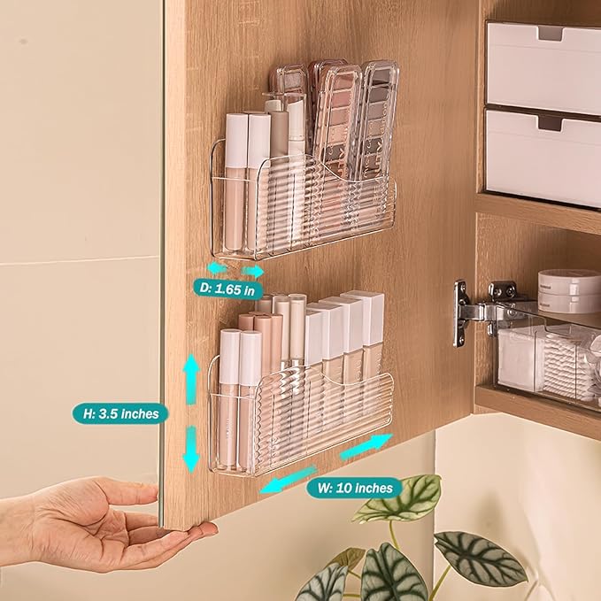 Bathroom Medicine Cabinet Organizer Set, Narrow Compact Makeup Shelves Holder - Image 3