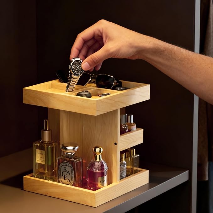Cologne Organizer for Men Rotating Bathroom Counter Organizer, 3-Tier Solid - Image 6