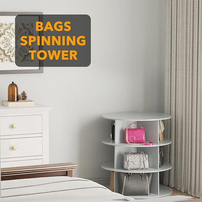 SpaceAid 3 Tier Rotating Shoe Rack Tower, Spinning Shoe Display Lazy Susan - Image 5