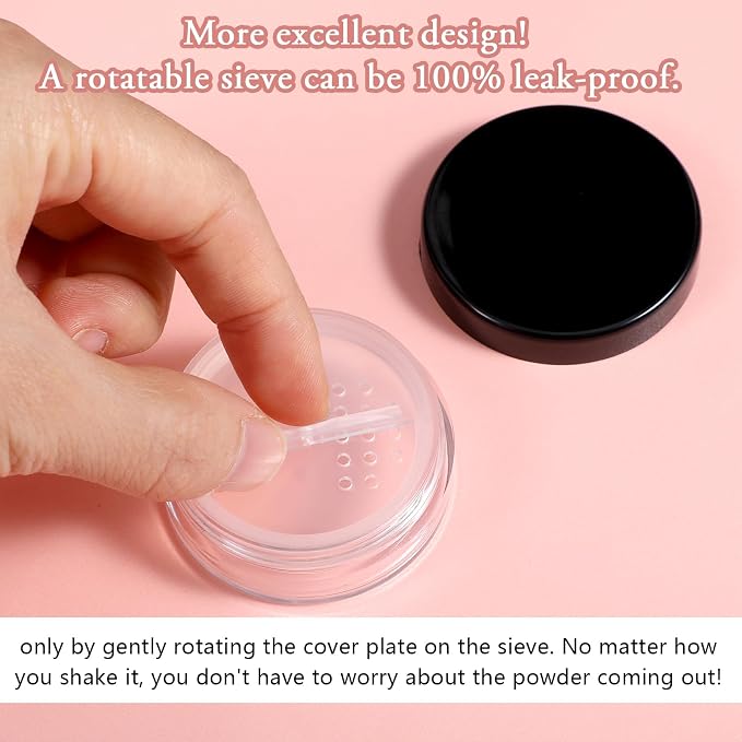 2pcs 10ml/0.34oz Plastic Empty Travel Small Loose Powder Compact Refillable - Image 4