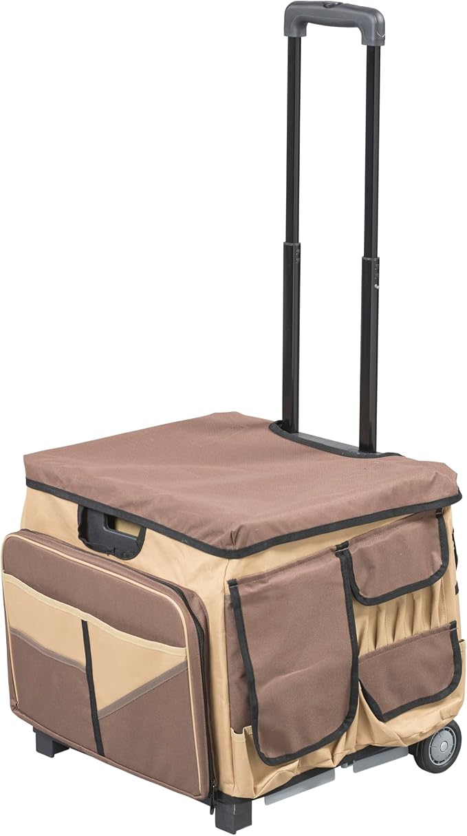 Mobile Utility Cart with Storage Organizer Bag, Rolling Cart, Chocolate/Sand by Unknown