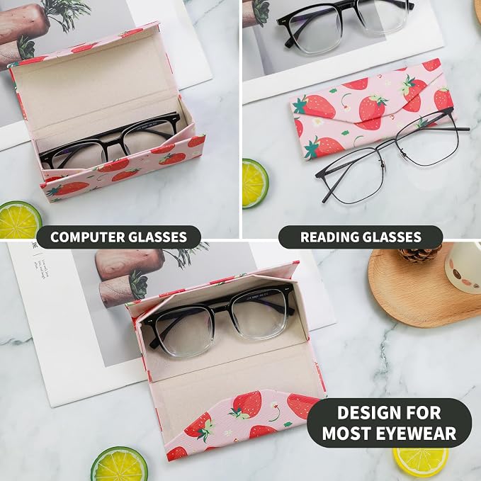 Foldable Glasses Case, Magnetic PU Leahter Sunglasses Case, Cute Hard Shell - Image 2