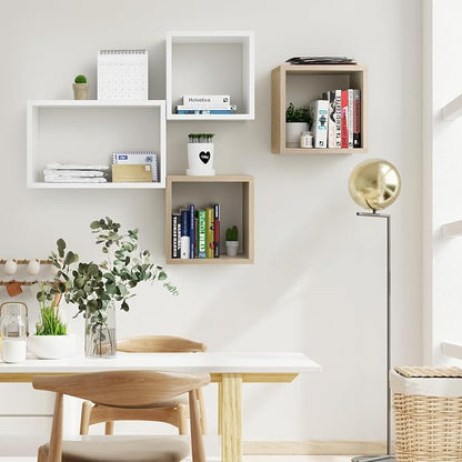Wall Mount Shelf Set of 4, Floating Cube Shelves - Image 5