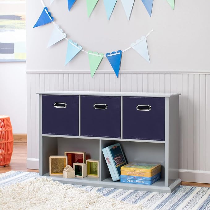 Navy Blue Fabric Storage Bins, Foldable Cube Bins - Image 5
