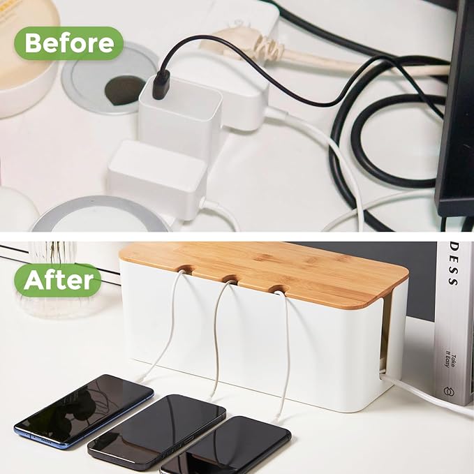 Cable Management Box 2 Pack, Cord Cable Organizer Box - Image 4