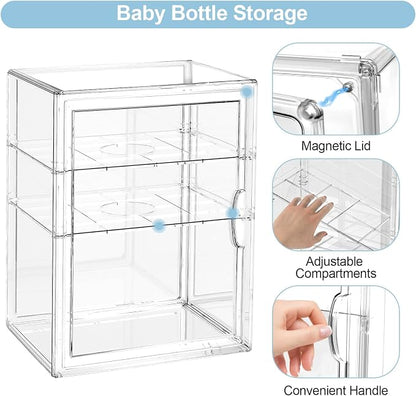 BOHOIDEE 14.17"X10.63"X10.63" Baby Bottle Organizer 3 Tier Clear Acrylic Storage - Image 3