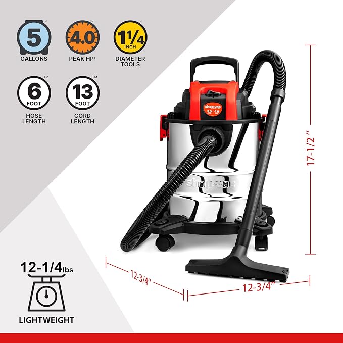 Shop-Vac 5 Gallon 4.0 HP Wet/Dry Vacuum - Image 4