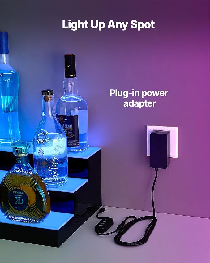 VEVOR LED Lighted Liquor Bottle Display, 3 Tier 70 Inch, Illuminated Home Bar - Image 6