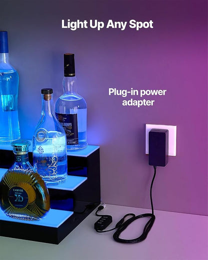 VEVOR LED Lighted Liquor Bottle Display, 3 Tier 70 Inch, Illuminated Home Bar - Image 6