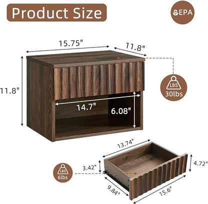 Floating Nightstand with Fluted Drawer - Image 2