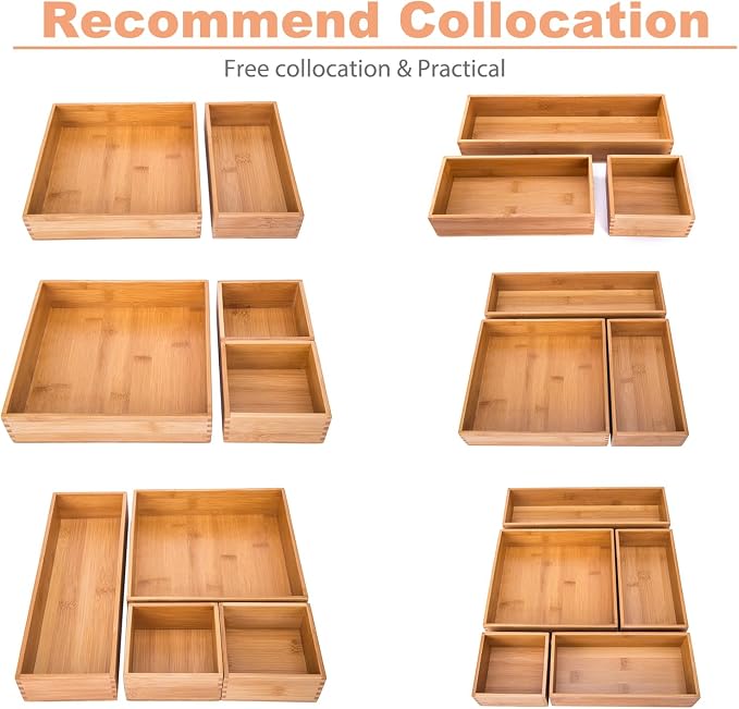 Bamboo Office Supplies Organizer Box Stationery Accessory Organizer Dresser - Image 7