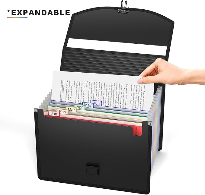 Accordion File Organizer with Handle, 13 Pockets Expanding File Folder - Image 3