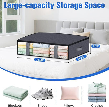 Under Bed Storage Containers, 2 Pack Blanket Storage Bags, Collapsible Storage - Image 2