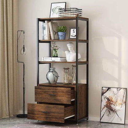 Tribesigns Bookcase, 4-Tier Rustic Bookshelf - Image 6