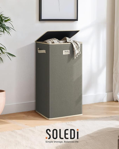 SOLEDI Laundry Hamper with Lid 100L Large & Tall Collapsible Laundry Basket - Image 8