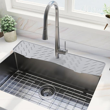 Meiliweser Faucet Mat for Kitchen Sink – 24” x 5.1” Extra-Long Silicone Splash by Meiliweser