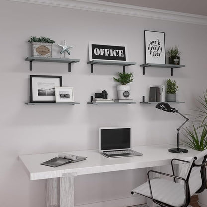 WOPITUES Wood Floating Shelves Set of 6, Shelves - Image 7