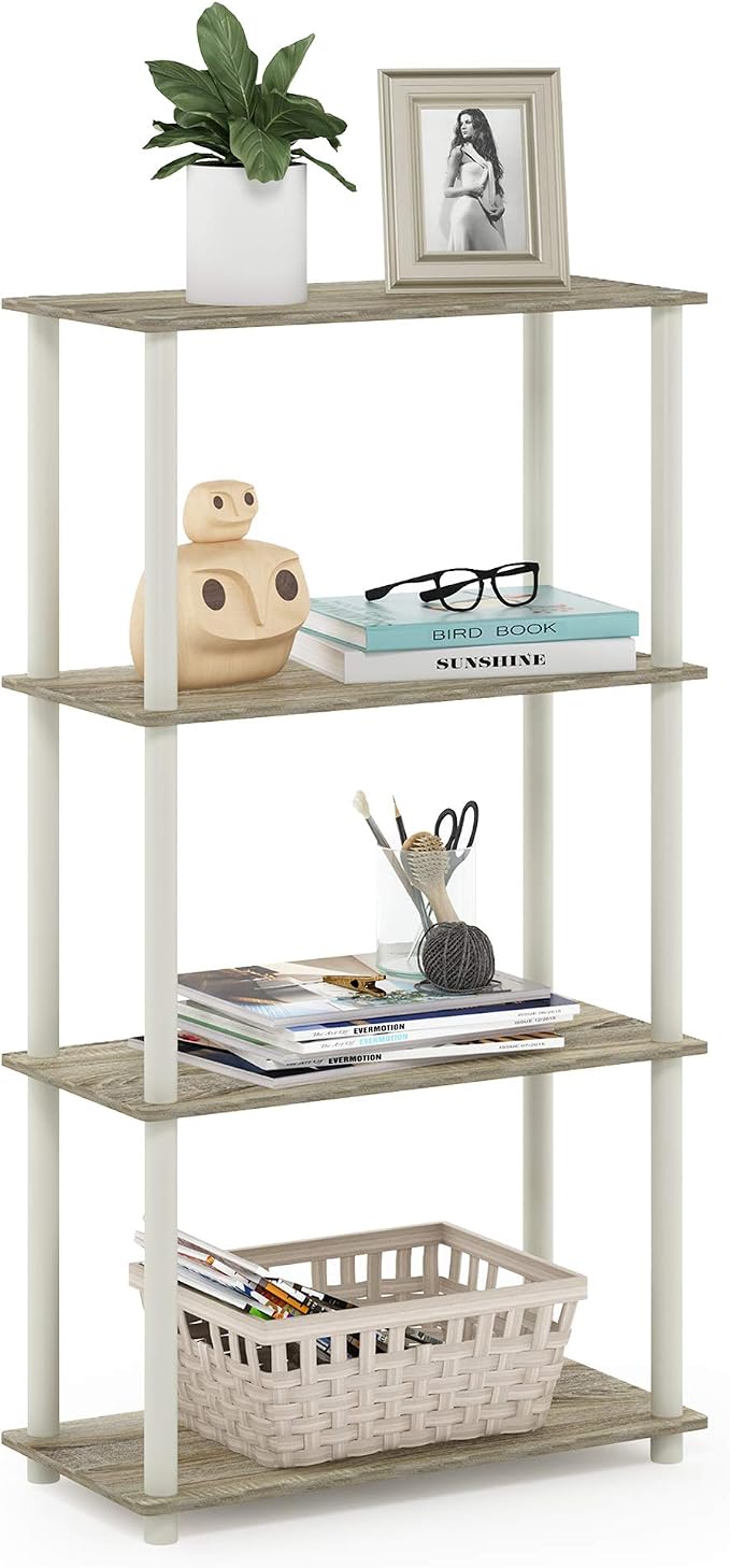 Furinno Turn-N-Tube 4-Tier Multipurpose Shelf Display Rack, Round Tubes by Furinno-FitsYourSpaceFitsYourBudget