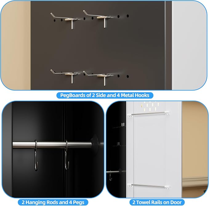 72''H Metal Broom Closet Storage Cabinet - Image 8