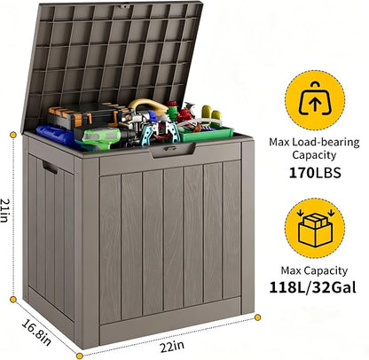 KAMABOKO Deck Box, 32 Gallon Resin Indoor and Outdoor Storage Boxes Waterproof - Image 2