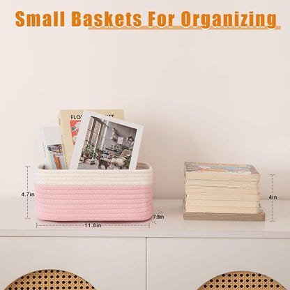 OIAHOMY 4 Pack Storage Baskets for Organizing, Small Bins for Shelves, Cute - Image 2