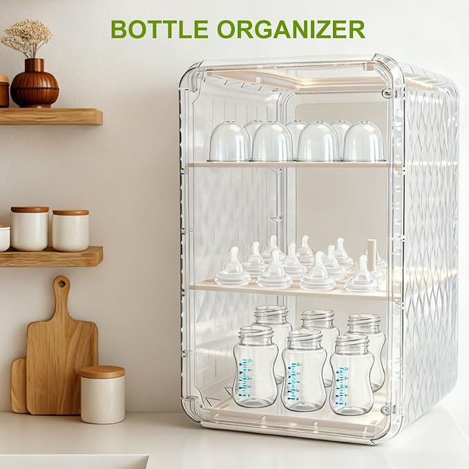 Baby Bottle Organizer, 3/4 Tier Bottles Storage Organizers, Pump Parts - Image 6