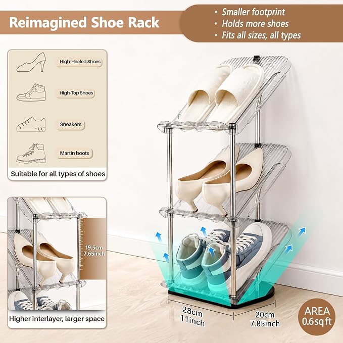 Patinao Sloping Narrow Shoe Rack 5 Tiers - Image 4