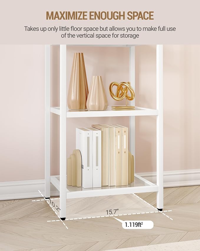 Hzuaneri Bookcase Bookshelf, Tempered Glass Bookshelves | Slim Shelving Unit - Image 5
