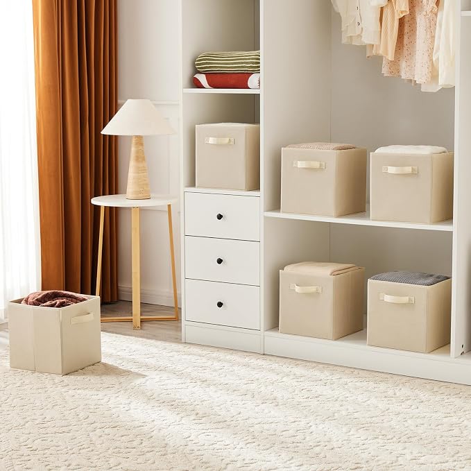 MAX Houser Fabric Cloth Storage Bins, Foldable Storage Cubes Organizer Baskets - Image 6