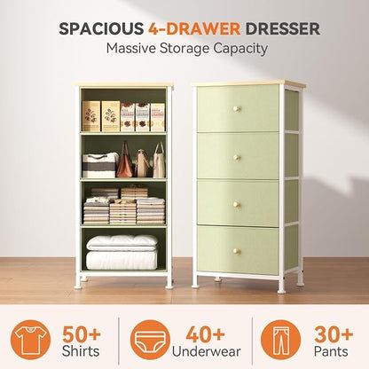 Sweetcrispy Dresser for Bedroom, 4 Drawer Storage Cabinet, Tall Nightstand | - Image 4