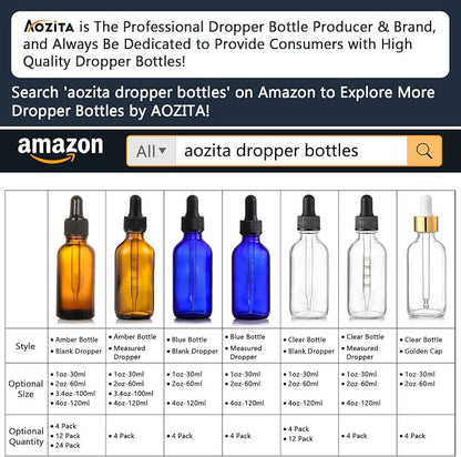 4 Pack, 1 oz Thick Dark Amber Glass Dropper Bottles - 30ml Tincture Bottles - Image 2