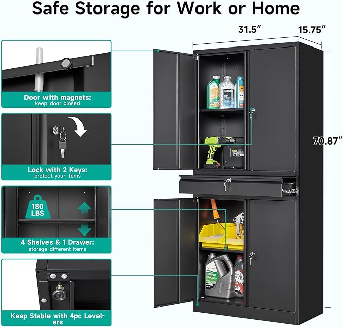 SISESOL Metal Garage Storage Cabinet - Image 7