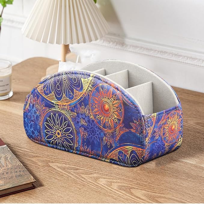 TV Remote Control Holder with 5 Compartments, Pu Leather Remote Caddy/Box/Tray - Image 7