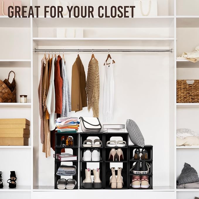 TRZZ 4-Tier Small Shoe Rack, Vertical Narrow Stackable Organizer - Image 6