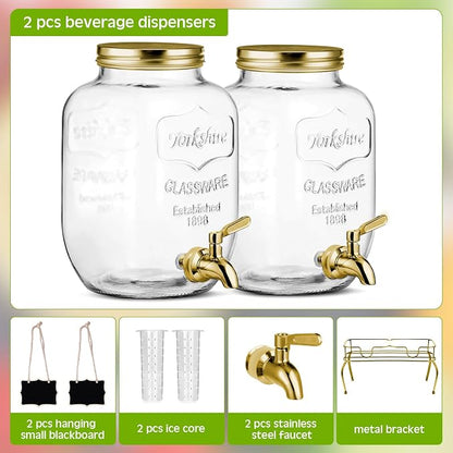 Lallisa 2 Pcs 2 Gallon Glass Drink Dispenser - Image 3