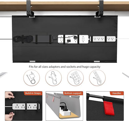 Univivi No Drill Under Desk Cable Management Tray, Clamp/Screw Mount Desk Cable - Image 2