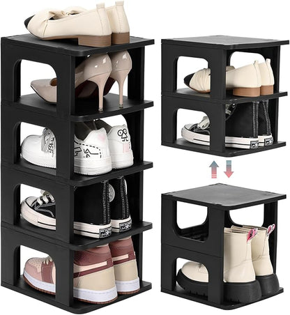 TRZZ 5-Tier Small Shoe Rack, Vertical Narrow Stackable Organizer by TRZZ