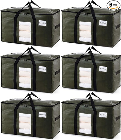 TAILI 6 Pack Green Extra Large Moving Bags, Heavy Duty Totes by TAILI