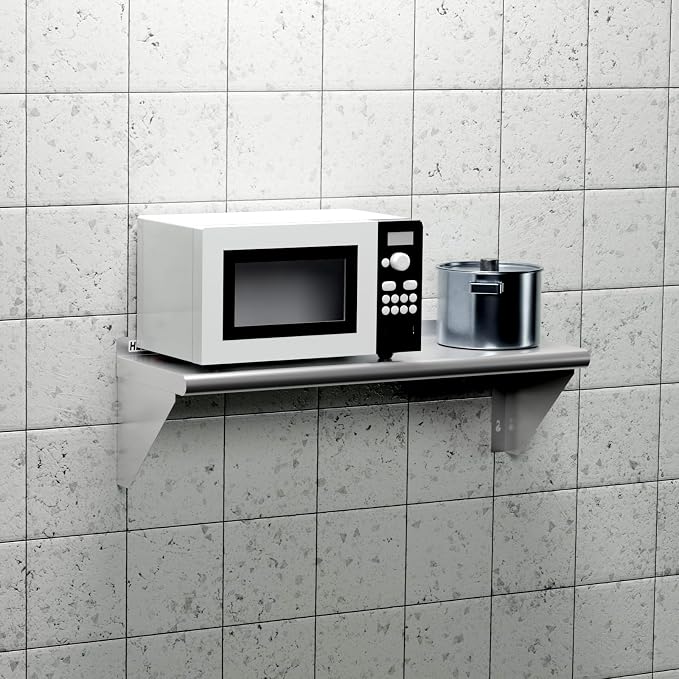 NSF Stainless Steel Wall Mounted Shelf 12 x 30 inch Heavy Duty 250 lbs Metal - Image 7