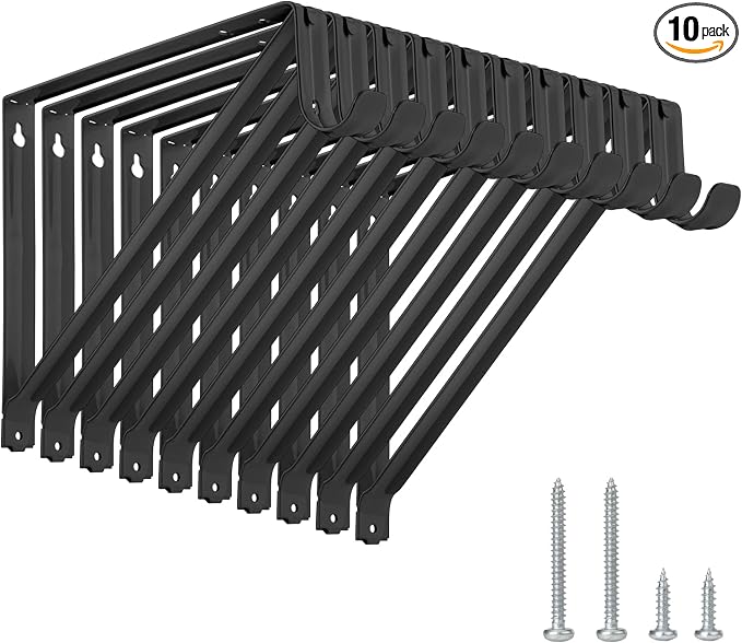 10 Pack Heavy Duty Closet Shelf & Rod Brackets, Wall Mounted Closet Shelf by KOVOSCH