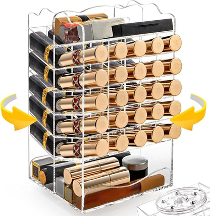 Tlence 360 Rotating Lipstick Organizer Tower, 7-Tier Clear Acrylic Lip Gloss by Tlence